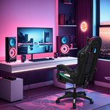 PERZOE Gaming Chair, Office Chair with Foot Rest, Pocket Spring Cushion, Bluetooth Speakers Ergonomic Chair Massage Chair Multiple RGB Led Light Gaming Chairs for Adults 350lbs White&Black PERZOE
