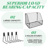 2 Pack Garage Tool Organizer Shelves Wall Mount with Wire basket, Heavy Duty Garage Wall Shelving with 4 Wall Hangers, Wire Shelf Basket Tool Organizer for Garage Garden Yard Organization and Storage LUMAMU