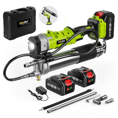 TaskStar Electric Grease Gun Kit: 2025 Upgraded 2-in-1 Battery Powered Grease Gun with 2 * 4000mAh Batteries, 90 Degree Coupler Adapter, Efficient for Farmers, Equipment Operators and Homeowners