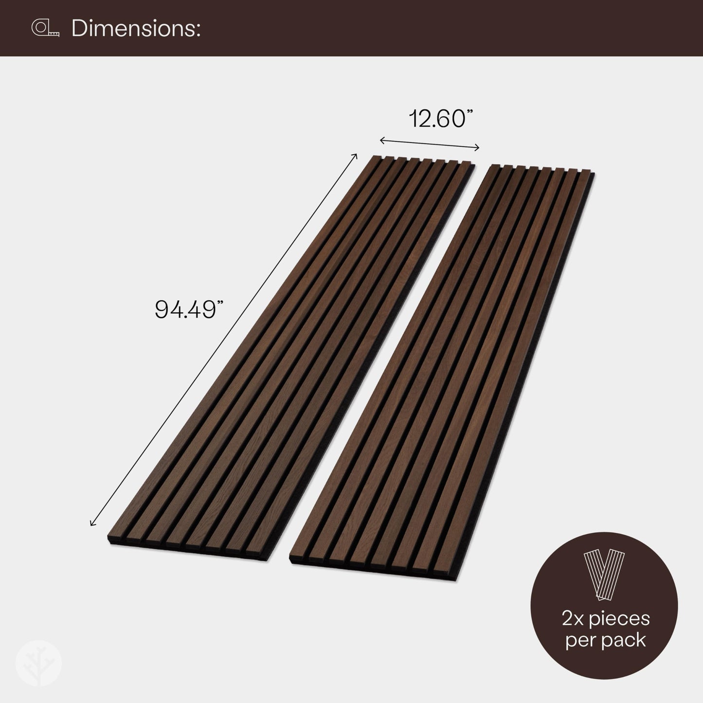 SLATPANEL Two Acoustic Wood Wall Veneer Slat Panels - Smoked Oak | 94.49” x 12.6” Each | Soundproof Paneling | Interior Sound Absorption Decor | Luxury Wood Veneer Panel | 0.78” Depth - WoodArtSupply