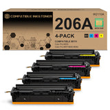 206A Toner Cartridges 4 Pack (with Chip) Works with HP Color Pro MFP M283fdw M283cdw, Pro M255dw M255nw, MFP M282nw M283 M282 M255 Printer | W2110A W2111A W2112A W2113A 206X W2110X S SMARTOMNI