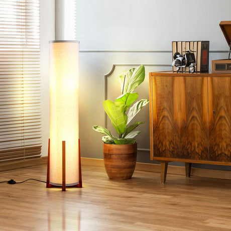 Brightech Parker Paper Lantern Floor lamp, 48 Inch Tall Lamp with Wood Frame, Asian Design for Bedroom, Decorative Tower Shade Lamp for Living Rooms & Offices, Great Living Room Décor Brightech