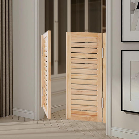 Undercat Swinging Door Cafe Door, Solid Wood Partition Door, Two-Way Saloon Doors, Half-Waist Dividing Doors for Hallway Porch Kitchen Bar Pub Entrance Partition, 35.43 * 35.43 in, Wood Color Undercat