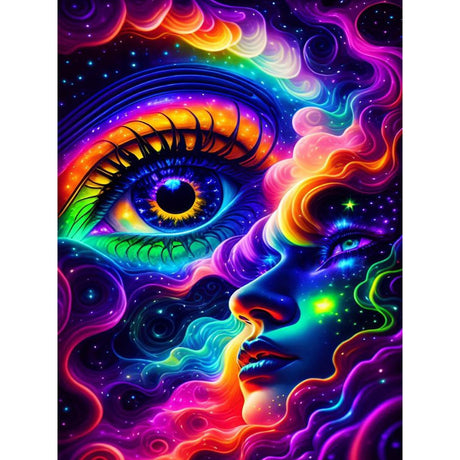 Huacan Diamond Painting Kits 5D Colorful Starry Sky Gem Art Kits for Adults DIY Rainbow Eyes AB Square Drill Abstract Paint by Diamonds Handmade Gift Home Wall Decor 11.81 * 15.74in Huacan