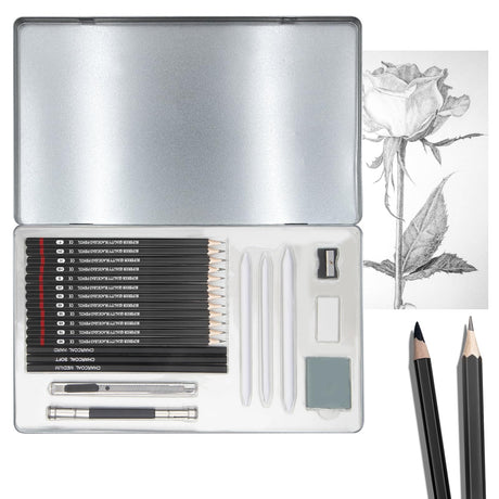 Wonwood_direct Professional Drawing Set Sketch Pencils Kit, 23 Pack Drawing Pencil, Charcoal, Graphite Pencils for Artists Beginner, Ideal for Sketching, Shading Wonwood_direct
