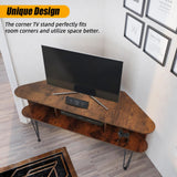 Corner TV Stand for 55 inch TV, Corner TV Stand for Living Room, Industrial TV Stand with Storage, Corner Entertainment Center with High Metal Feet and Anti-Slip Pads, 45 Inch, Rustic Brown Ciao Stilista