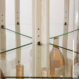 HRVEOCEI Curio Cabinet with Lighted, Display Cabinet with Glass Doors, Corner China Cabinet with Tempered Adjustable Glass Shelves & Carved Decoration(Antique White, Tall) HRVEOCEI