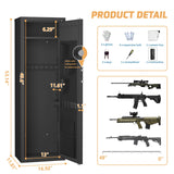 Dawmilon 10-14 Gun Safe, Biometric & Digital Keypad Quick Access Rifle Cabinet with 3 Adjustable Racks, Handgun Pockets, Heavy Duty Steel Security Box for Home Defense & Firearm Storage Dawmilon