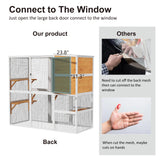 TIMHAKA Catio Outdoor Cat Enclosure, Large 4 Tiers Cat Catio Connect to Window for Outdoor Indoor Cats with Weatherproof Roof, Resting Rooms, Platforms, Large Door, 76" L x 32.9" W x 70.8" H, White TIMHAKA