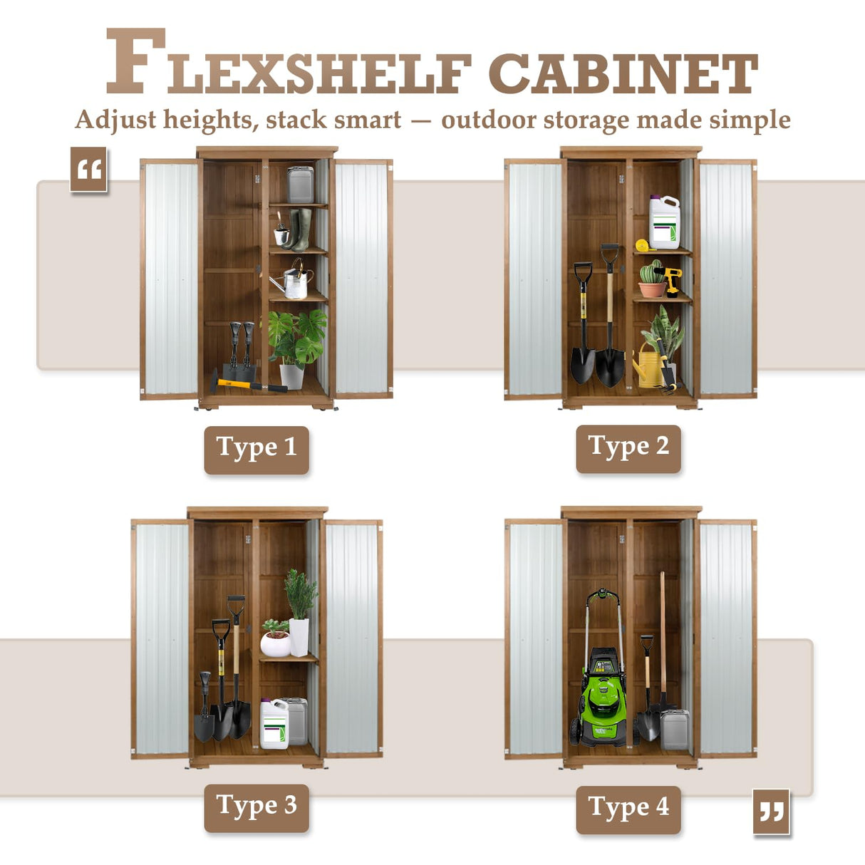 Outdoor Storage Cabinet Waterproof with Shelves, Small Storage Shed, Vertical Tall Patio Backyard Garden Storage Cabinet Tool Organizer for Outside PetsCosset