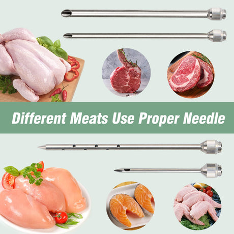 Tri-Sworker Meat Injector Syringe for Smoking with 4 Marinade Flavor Food Injector Needles, Ideal to Injector Marinades for Meats, Turkey, Brisket, Beef; 2-OZ Capacity Tri-Sworker