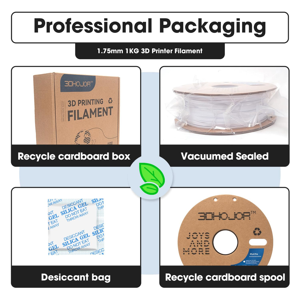 3DHoJor PLA Pro Filament 1.75mm White,PLA Plus Filament, Odor Free, Clog Free 3D Printer Filament,1kg Cardboard Spool (2.2lbs), Dimensional Accuracy +/- 0.03 mm, Fit Most FDM 3D Printer 3DHoJor