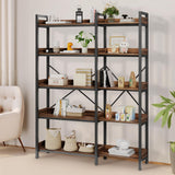 GRUSIGN 5-Tier Corner Bookshelf - Modern Tall Corner Bookcase with Sturdy Metal Frame, Large Storage L Shaped Bookshelf for Living Room/Home Office/Bedroom, Space-Saving Design, Rustic Brown GRUSIGN