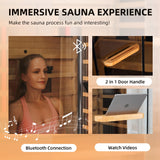 BNEHS Infrared Saunas for Home, Upgraded 1-2 Person Sauna with 10 Minutes Fast Heating,Canadian Hemlock & Tempered Glass BNEHS