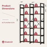 oneinmil Bookshelf 6 Tier, 71.5'' Industrial Wood Bookshelves, Book Shelf with 12 Open Display Shelves & Metal Frame, Tall Bookcase for Home and Office, Rustic Brown oneinmil