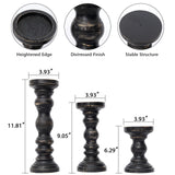 SwallowLiving Rustic Farmhouse Wood Pillar Candle Holder Set of 3 for Candlestick, Black SwallowLiving