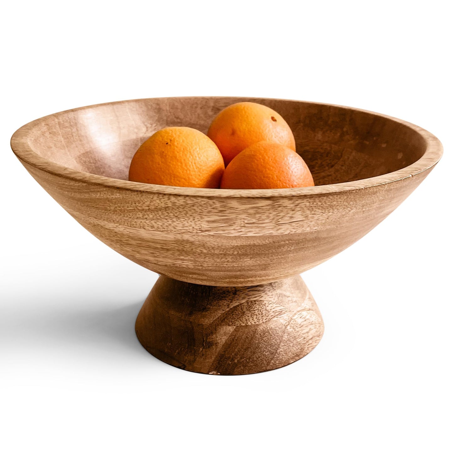 Fairwood Way Wooden Pedestal Bowl - 10 Inch Wide Natural Wood Footed Bowl for Dining Table Centerpiece - Rustic Wood Fruit Bowl for Kitchen Counter - Modern Fruit Bowl on Pedestal - WoodArtSupply