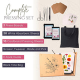 Wooden Flower Press - Durable Bolt Lock Design Complete Pressing Kit w/White Absorbent Sheets, Ebook Guide & More - 10 Layers for Drying & Preserving Flowers - Ideal Craft Gift for Nature Lovers Carnation Canvas