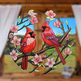 Generic DIY Hanging Diamond Pendant Special Shaped Crystal Diamond Art Painting Ornament Single Sided for Window Home Garden Wall Door Decor-Cardinal WoodArtSupply