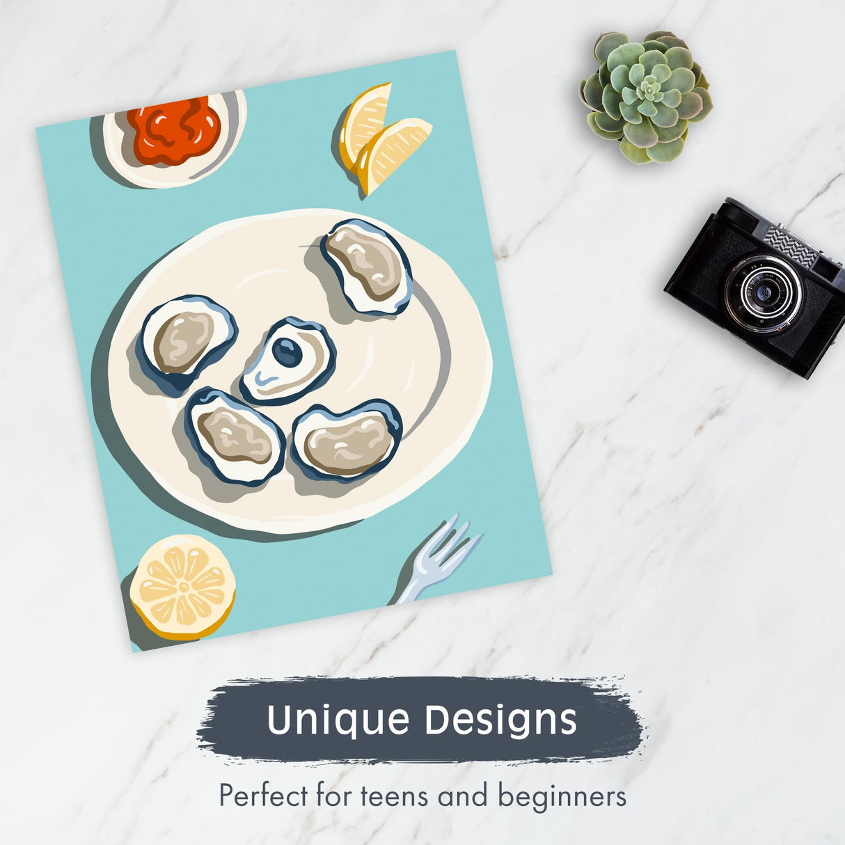 Pink Picasso Kits Mid Century Modern Paint by Number for All Ages | DIY 8x10 Beginners Art Craft Kit Acrylic Paint Canvas Painting Kits as Seen On Shark Tank | (The World is Your Oyster) Pink Picasso