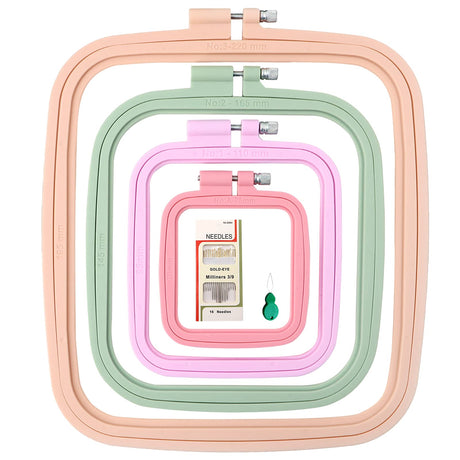 ZOCONE 4 Pcs 4 Size Square Embroidery Hoops, ABS Plastic Embroidery Hoops Cross Stitch Hoops Embroidery Frames for Sewing, Needlework, Embroidery Projects (Size-3", 4.3", 6.5", 8.7") ZOCONE