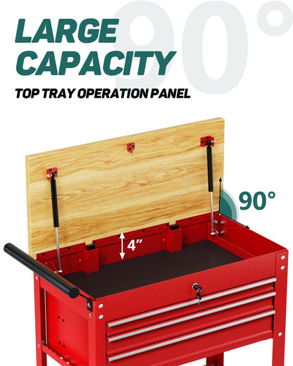 LegacyAmerhome Rolling Tool Cart, 3-Drawer Heavy Duty Utility Service Cart with Wheels and Locked System, Workbench, Tool Chest Cabinet for Mechanic, Warehouse, Garage, Workshop, 450LB Load - WoodArtSupply