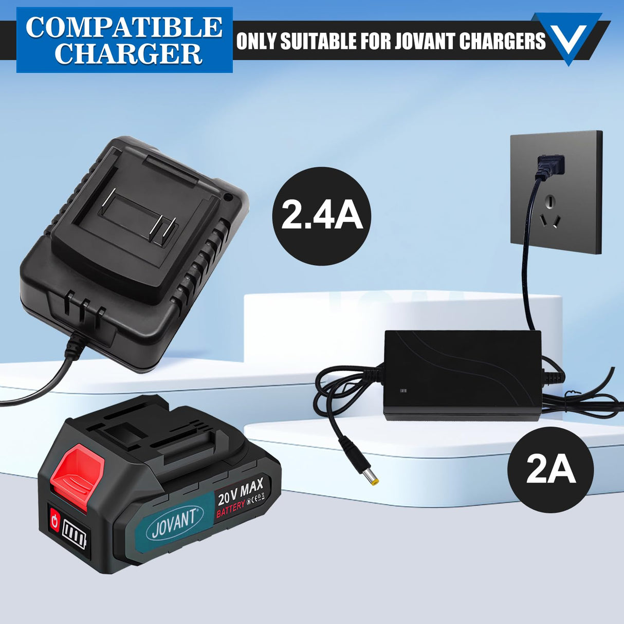 jovant 20V 4.0Ah Battery, 4.0A Lithium Battery for Power Tools, Rechargeable Li-ion Battery Compatible Chainsaw & Nail Gun (1Pack) (Charger Not Included) jovant