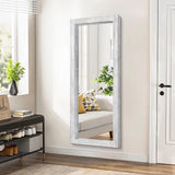 AAZZKANG Wall Mirror Full Length Rustic Wood Framed Floor Mirror 59"x24" Rectangle Large Full Body Mirror for Bedroom Living Room Entryway Dressing Room White AAZZKANG