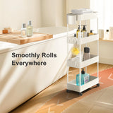 Pipishell Slim Storage Cart with Wheels, 4 Tier Bathroom Storage Organizer Rolling Utility Cart for Bathroom Kitchen Laundry Room Office Narrow Place (White) Pipishell