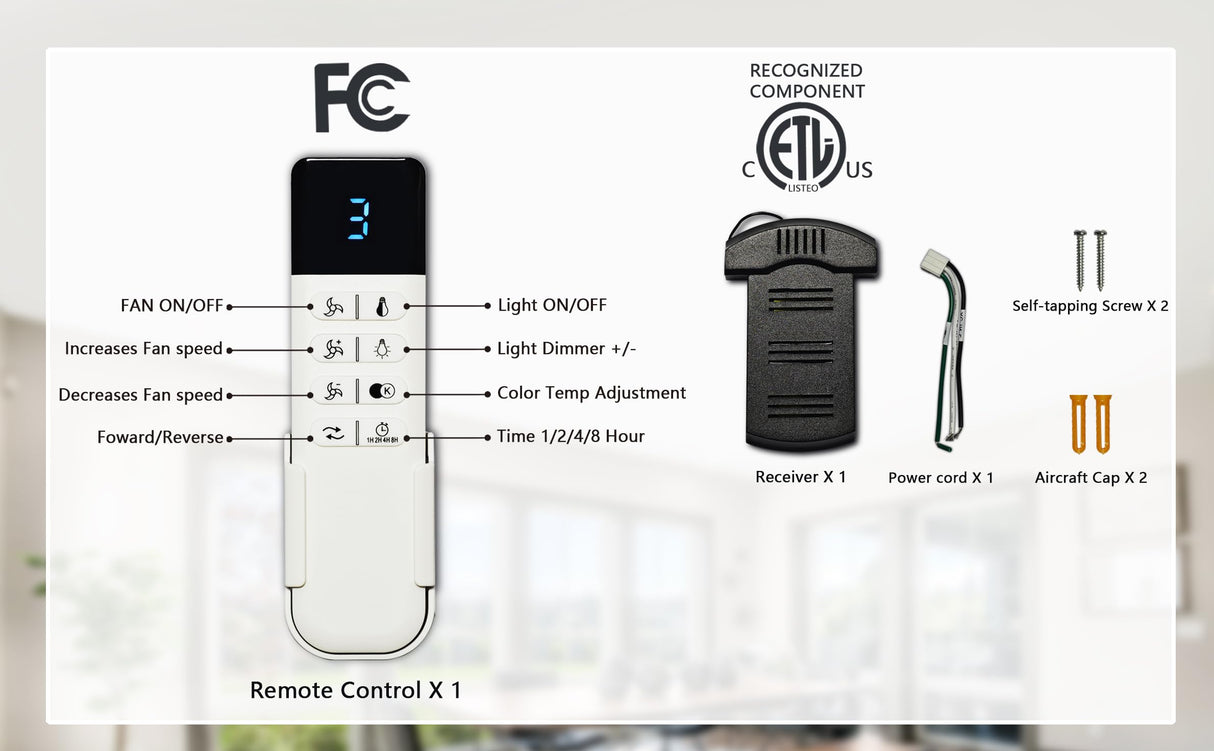 42” Ceiling Fan with Lights and Remote Control Ceiling Fan, Wooden Ceiling Fan with Lights Silent Reversible DC Motor with 3 Blades for Farmhouse, Living Room, Bedroom, Office. (Black + Walnut) ducrew
