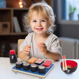 WoodenEdu Sushi Slicing Play Food Set, Wooden Pretend Play Kitchen Toys for Kids 3+, Sushi Food Play Learning Toy for Girls Boys WoodenEdu