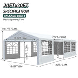 20x30 ft Party Tent Heavy Duty Canopy Tent with Removable Sidewall & 4 Sand Bags, Outdoor Wedding Event Tents for Party (20' x 30') QZEN
