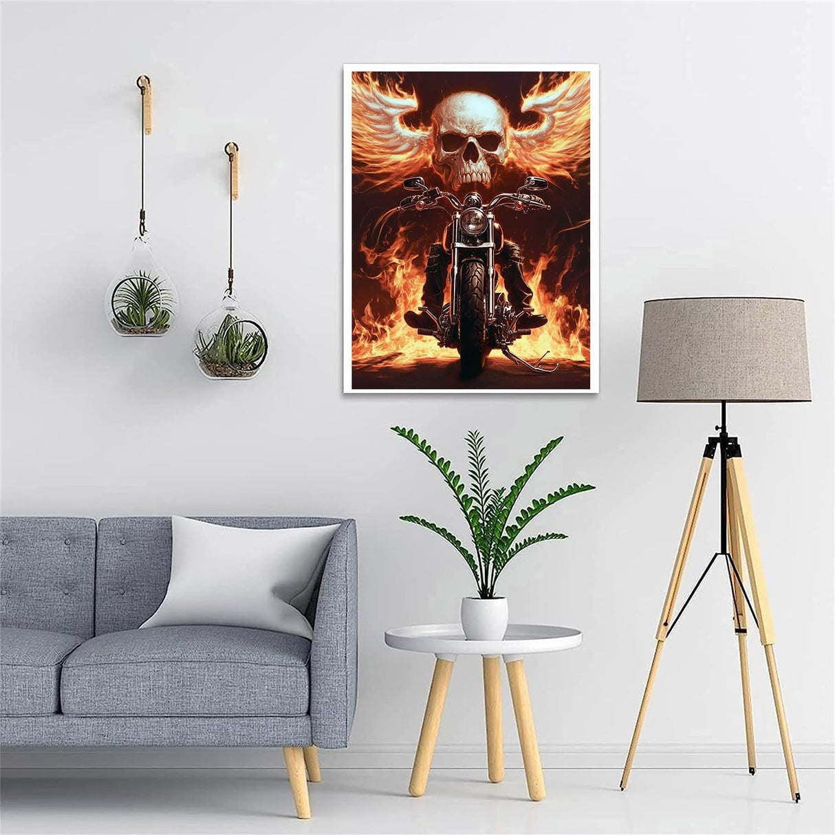 Handsome Skull Motorcycles Diamond Art Painting Kits for Adult,Transportation Vehicles 5D Diamond Art for Adults,Round Drill Painting by Diamonds Art and Crafts for Home Wall Decor Gift 12x16 Inch CEQOLI