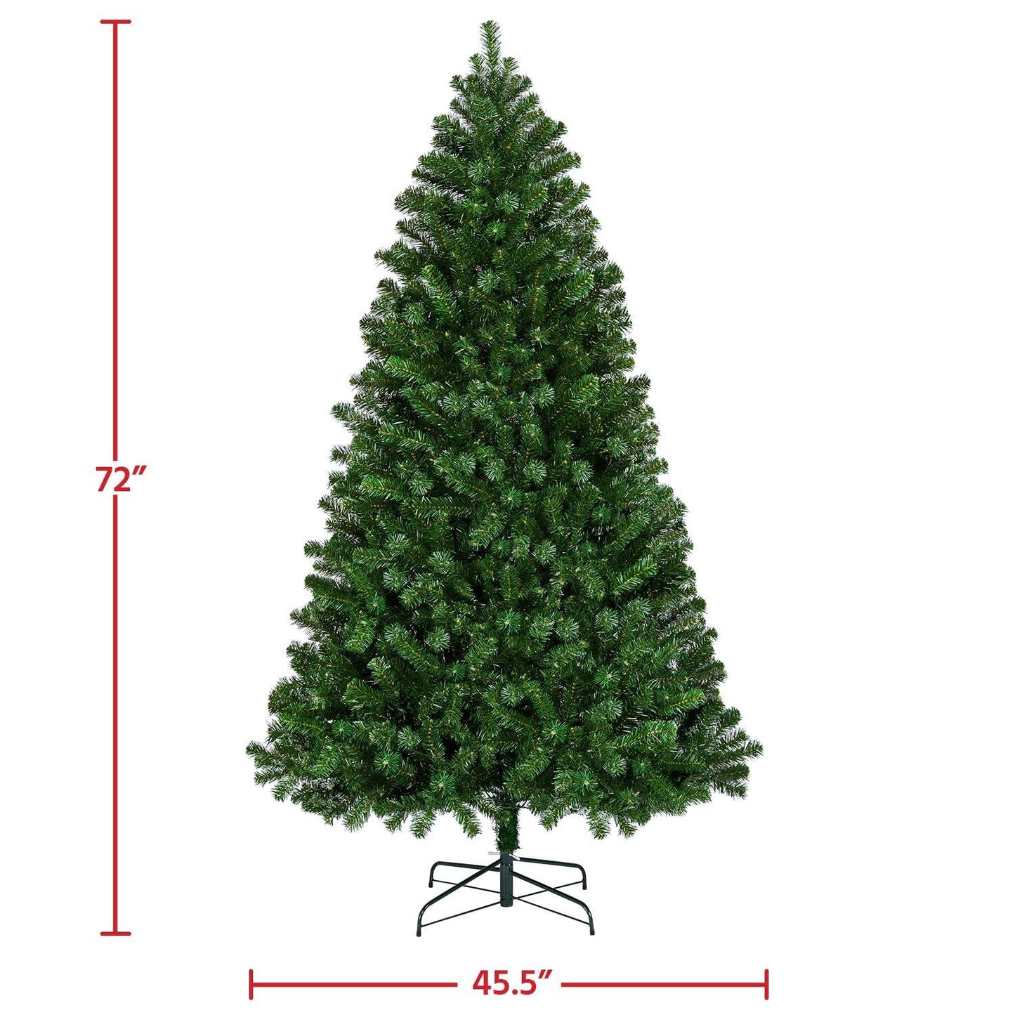 Yaheetech 6Ft Pre-lit Spruce Artificial Hinged Christmas Pine Tree Prelighted Holiday Xmas Tree for Home Party Decoration with 300 Warm White Lights and 818 Branch Tips, Green