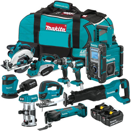 Makita XT1001SM 18V LXT® Lithium-Ion Cordless 10-Pc. Woodworking Combo Kit (4.0Ah) Makita