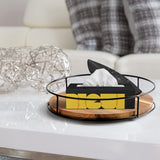 [ 2 Pack ] 9" & 10" Acacia Wood Lazy Susan Organizers with Steel Sides, Lazy Susan Turntable for Cabinet, Kitchen Turntable Storage for Table, Countertop, Pantry Tomoaza