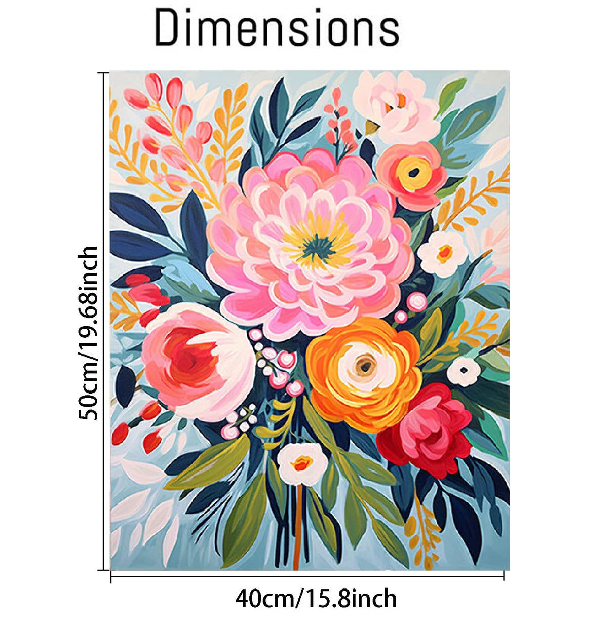 YarnMate Flowers Paint by Numbers Kit for Adults - Flowers in Vase Paint by Number on Canvas Without Frame, DIY Acrylic Painting for Gift Home Wall Decor (16x20 Inch) YarnMate