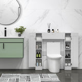 Tangkula Over The Toilet Storage Cabinet, Bathroom Space Saver w/Adjustable Shelves & Paper Holder, Freestanding above Toilet Organizer w/ 2 Side & Pull-Down Door for Bathroom Storage (White) Tangkula