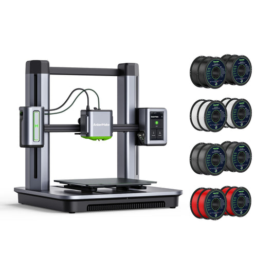 The AnkerMake M5 3D Printer Bundle Comes with 16 kg of AnkerMake PLA+ Filament, Including a 4-Pack Each of Black, White, Red and Gray - WoodArtSupply