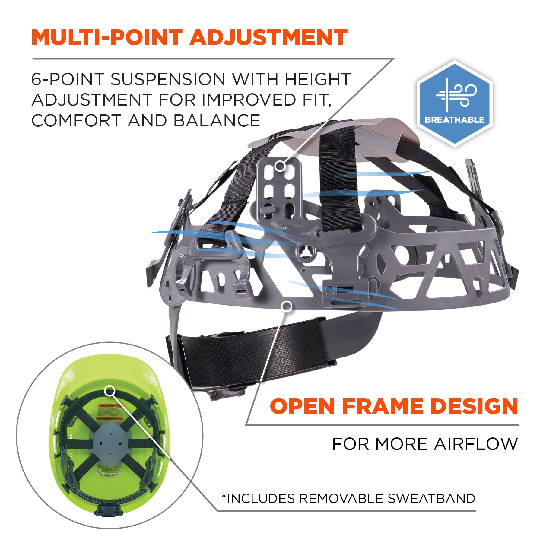 Ergodyne Skullerz 8966 Vented Hard Hat, Lightweight, Cap Style, Adjustable 6-Point Ratchet Suspension, HDPE Shell, Class C, Lime - WoodArtSupply