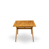 East West Furniture DEBS7CWNA 7-Piece Modern Set-6 Foldable Chairs Ladder Back and Outdoor Coffee Table and Rectangle Top with Wooden 4 Legs-Natural Oil Finish East West Furniture