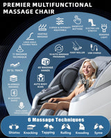RelaxRelife 4D Full Body Massage Chair with Flexible 166° Track, Reading Light, 18 Massage Modes, 11 Techniques, 36 Airbags, Zero Gravity Recliner with Yoga Stretch and Foot Massage Grey RelaxRelife