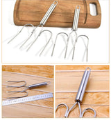 Thanksgiving Turkey & Roast Lifters, Stainless Steel Roaster Forks, Transfer Chicken or Ham Poultry Lifters Easily, Four Needle Meat Fork, Set of 2 TripleLife