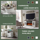 Farmhouse Fireplace TV Stand with 36" Electric Fireplace for 80 Inch TVs, 31" Tall Entertainment Center w/Drawer & Diamond Panel Door, Highboy Media Console for Living Room, 70inch, White IFGET