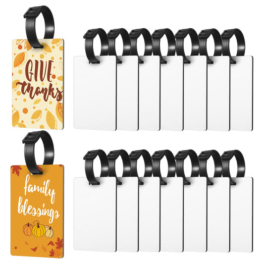 Sublimation Blank Luggage Tags with Straps, Heat Transfer Double Sided Blank MDF Travel Bag Baggage Tags, Heat Press Suitcase Labels, DIY Travel ID Tags for Traveling Bag Luggage Suitcase (16)