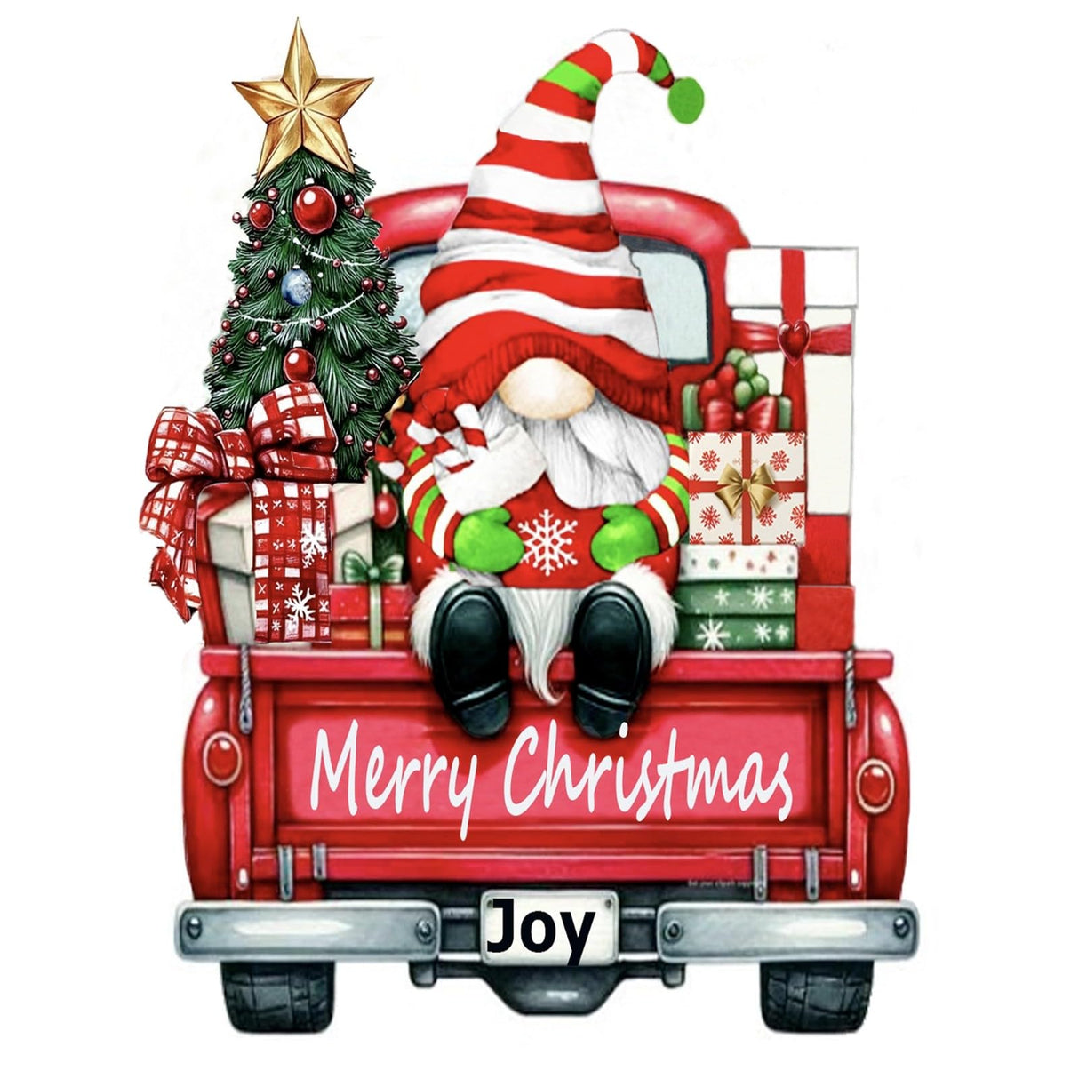 DIYDECORFUN Gnome Diamond Art Kits for Adults,Christmas Diamond Painting Kits, Gift Truck 5D Diamond Dots Paint by Diamonds,DIY Crafts Full Round Drill Gem Art for Wall Decor 12 x 16 Inches DIYDECORFUN