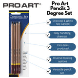 PRO ART Charcoal Pencil Set, 4 Count (Pack of 1) PRO ART