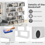 Byroce 5-Tier Geometric Bookcase Set of 2, 62.5” Freestanding Room Divider Bookshelf with Open Display Shelves & Anti-tip Device, Wood S-Shaped Storage Organizer for Living Room, Bedroom & Home Office WoodArtSupply