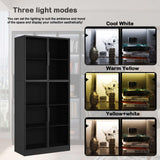 Jiaoun Display Cabinet with Glass Doors and LED Light, Black Curio Cabinets, Bookcase with 5-Tier Shelves, Trophy Glass Display Case for Collectibles (31.5 "W x 16.5 "D x 78.7 "H) Jiaoun