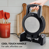 OVENTE Belgian Waffle Maker with Non-Stick Plates, 180° Rotating Function and Cool Touch Handle for Easy Single Flip, Perfect for Cooking 7” Classic Waffles for Breakfast or Snacks, Black WMF1440BR OVENTE